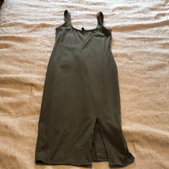 Express Dresses & Skirts - Express olive jersey midi bodycon dress